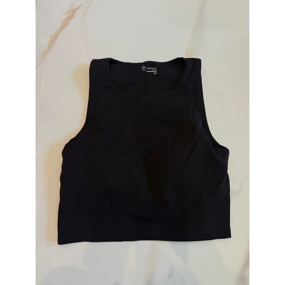 OFFLINE by Aerie Real Me Xtra High Neck Sports Bra‎ Tank Black Womens Medium